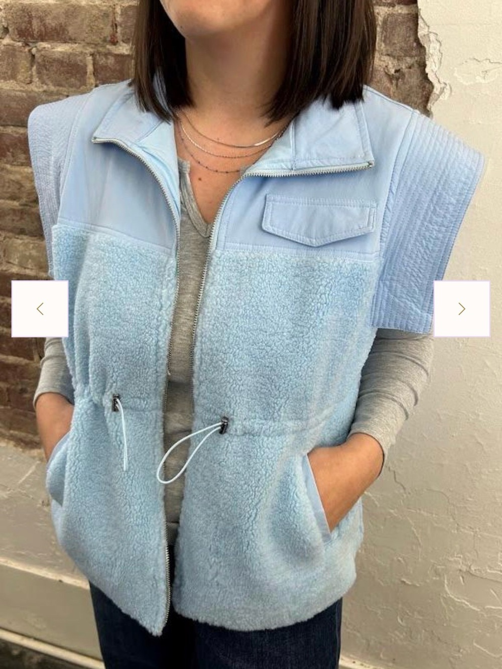 JODIFL Light Blue Sherpa Drawstring Vest